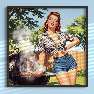 Vintage Barbecue Pin-up Poster