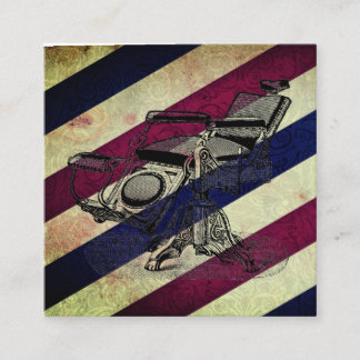 Vintage Barber Chair / Barber Stripe Matte Square Business Card