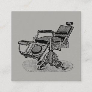 Vintage Barber Chair / Grey Matte Square Business Card