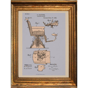 Vintage Barber Chair Illustration Poster