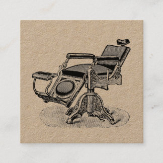 Vintage Barber Chair / Premium Extra Thick Square Business Card