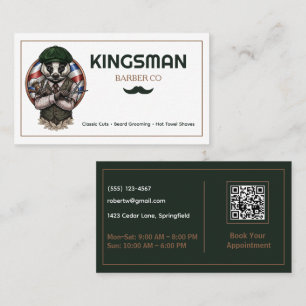Vintage Barber Personalised Barbershop QR Code Business Card