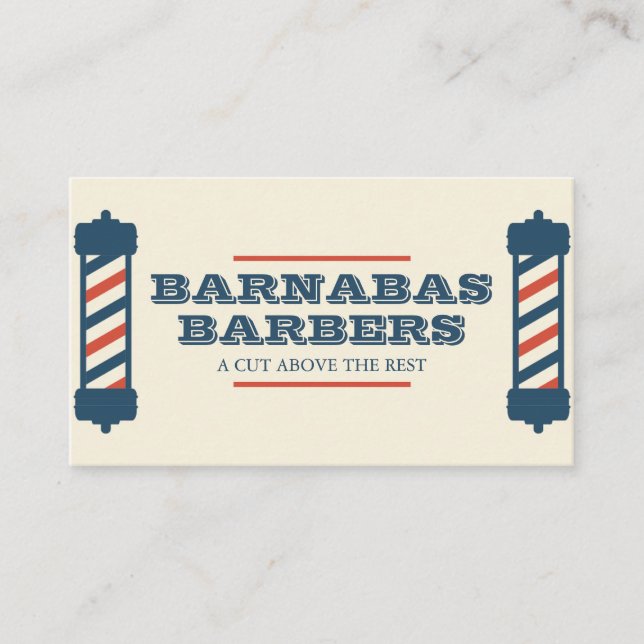 Vintage Barber Pole Barbershop Business Card (Front)