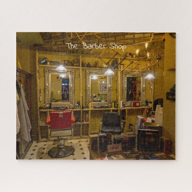 Vintage Barber Shop Scene Jigsaw Puzzle (Horizontal)
