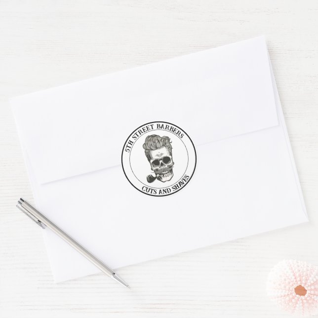 Vintage Barber Skull Sticker (Envelope)