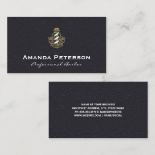 Vintage Barber Stripe Pole Leather Background Business Card