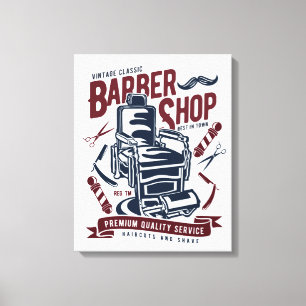 Vintage Barbershop Chair Logo Canvas Print