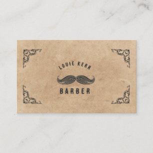 Vintage Barbershop Mustache hair stylist Beige  Business Card