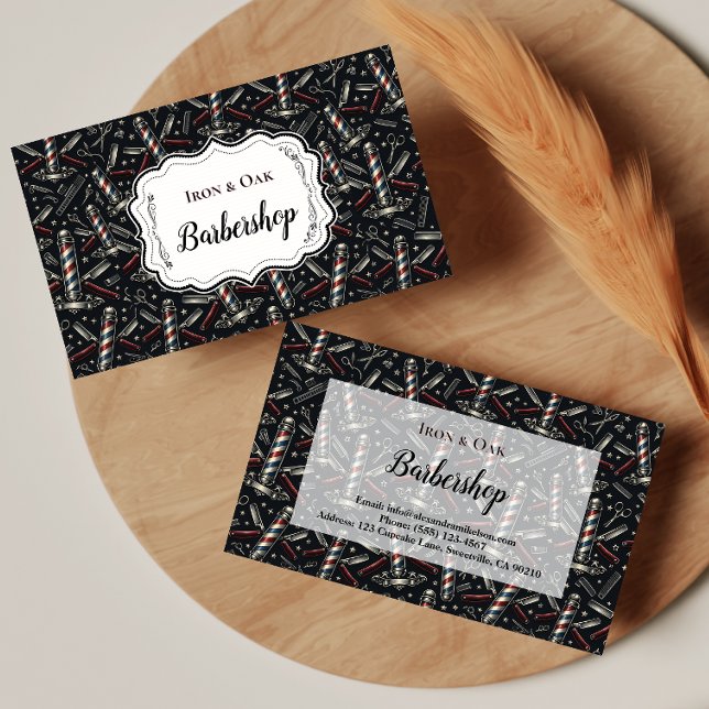 Vintage Barbershop Tools Pattern Business Card (Creator Uploaded)
