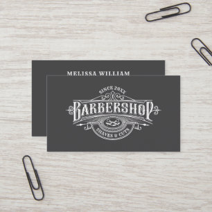 Vintage Barbershop Typography & Frame Custom Text Business Card