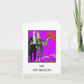 Vintage Barbier Couple Happy Anniversary Card