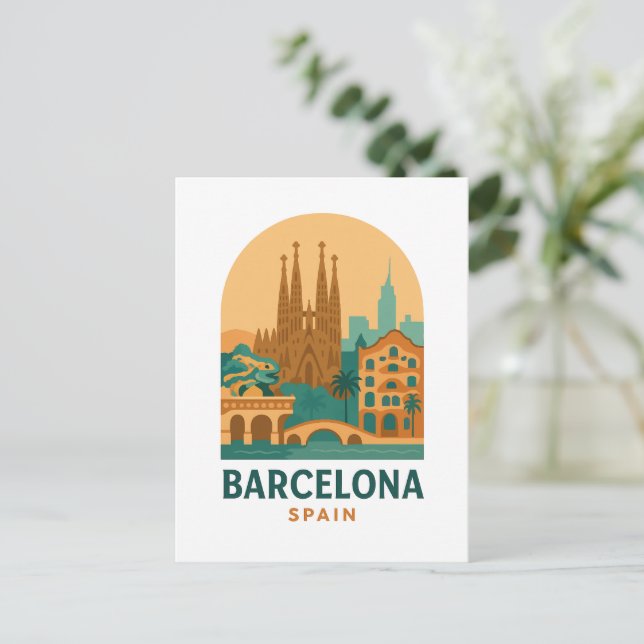 Vintage Barcelona Spain Travel – Sagrada Familia Postcard (Standing Front)