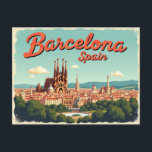 Vintage Barcelona Vibes Postcard<br><div class="desc">Celebrate the timeless charm of Barcelona with this retro postcard,  featuring Gaudí’s masterpieces,  sunlit streets,  and Mediterranean flair. Perfect for lovers of Spanish culture,  architecture,  and vintage aesthetics,  it captures the city's vibrant soul in nostalgic tones.</div>