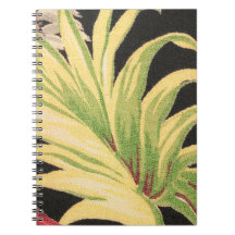 Vintage Barkcloth Fabric Print Spiral Notebook