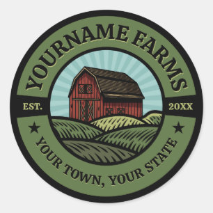 Vintage Barn ADD NAME Country Farm Crops Farmer Classic Round Sticker
