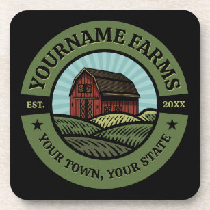 Vintage Barn ADD NAME Country Farm Crops Farmer  Coaster