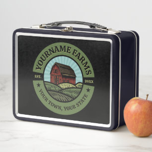 Vintage Barn ADD NAME Country Farm Crops Farmer  Metal Lunch Box