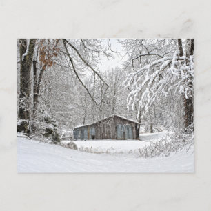 Vintage Barn in Fresh Snow - Rural Tennessee Postcard