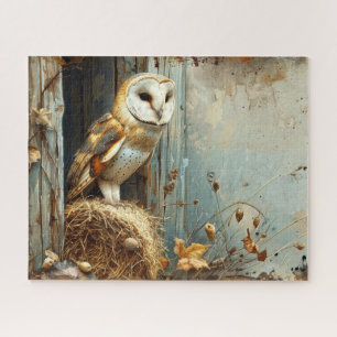 Vintage Barn Owl in Autumn 16x20 Jigsaw Puzzle