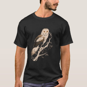 Vintage Barn Owl Tree Forest Nature Night Birdwatc T-Shirt