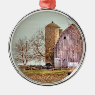 Vintage Barn & Silo Metal Tree Decoration