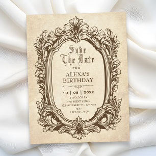 Vintage baroque antique ornate save the date