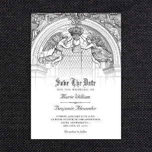 vintage baroque arch save the date