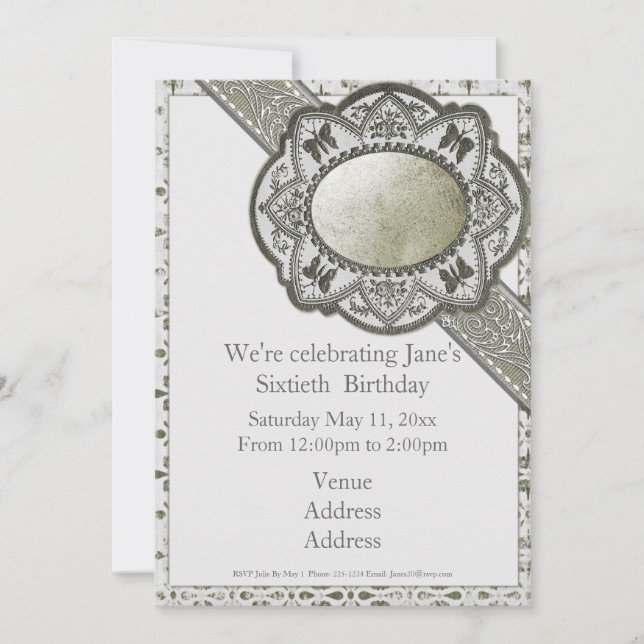 Vintage Baroque Birthday Invitation (Front)