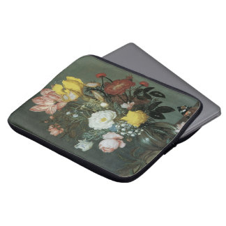 Vintage Baroque, Bouquet of Flowers in Glass Vase Laptop Sleeve