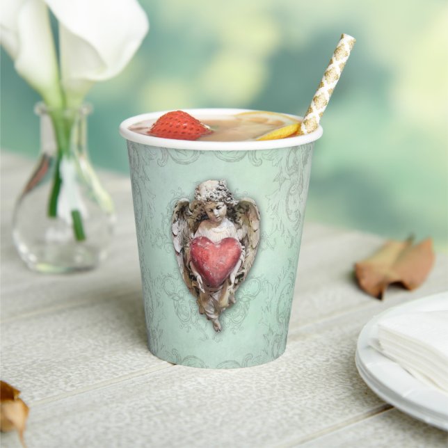 Vintage Baroque Cherub with Heart Paper Cups (Insitu)