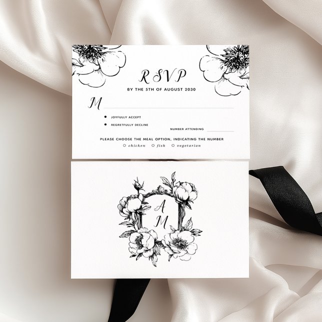 Vintage baroque crest monogram wedding RSVP card (Creator Uploaded)