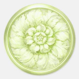 Vintage Baroque Embossed Look Green 2 Classic Round Sticker