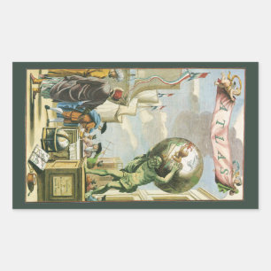 Vintage Baroque Era Atlas Frontispiece World Globe Rectangular Sticker