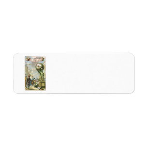 Vintage Baroque Era Atlas Frontispiece World Globe Return Address Label