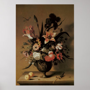 Vintage Baroque, Floral Still Life Flowers in Vase Poster