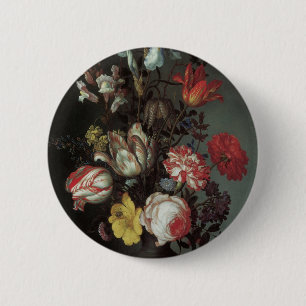 Vintage Baroque Flowers by Balthasar van der Ast 6 Cm Round Badge