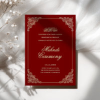 Vintage Baroque Frame Burgundy Red Mehndi Ceremony