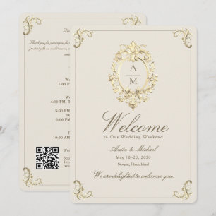 Vintage Baroque Gold Wedding Welcome Letter Invitation