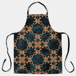 Vintage Baroque golden floral illustration pattern Apron