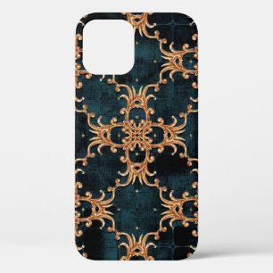 Vintage Baroque golden floral illustration pattern iPhone 12 Case