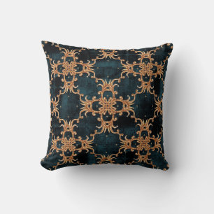 Vintage Baroque golden floral illustration pattern Cushion