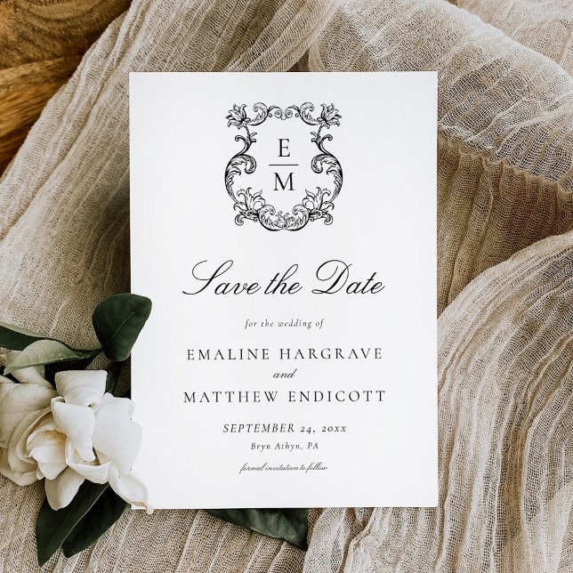 Vintage Baroque Monogram Crest Wedding Save The Date (Creator Uploaded)
