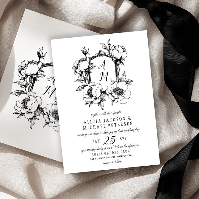 Vintage baroque monogram wedding invitation (Creator Uploaded)