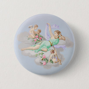 Vintage Baroque Pastel Angels 6 Cm Round Badge