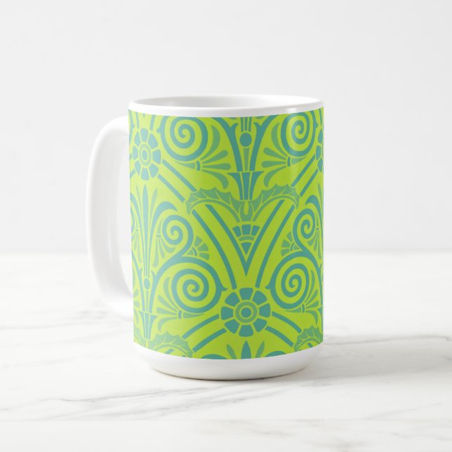 Vintage Baroque Pattern Green Blue Mug Cup (Front Left)