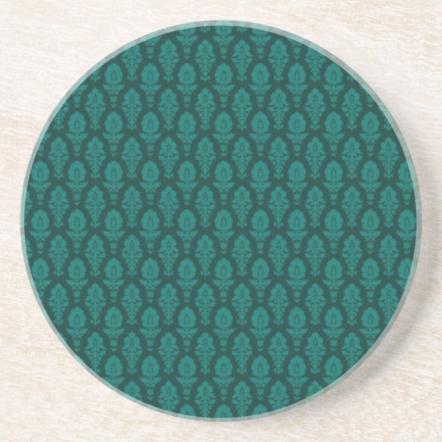Vintage Baroque Pattern in Green Coaster (Front)