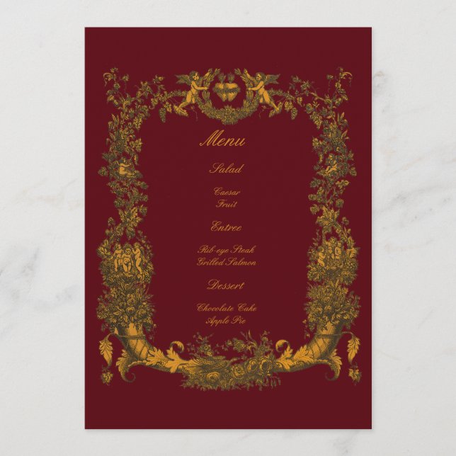 Vintage Baroque Rococo Border with Hearts Menu (Front)