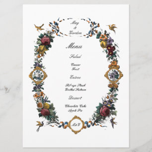 Vintage Baroque Rococo Floral Cartouche Menu