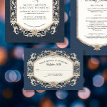 Vintage Baroque Rococo Navy Blue n Gold Wedding RSVP Card<br><div class="desc">RICH NAVY BLUE WITH GOLD RSVP card to match the invitation suite.  This is a fabulously ornate,  baroque rococo Victorian gold frame over an elegant vintage tone-on-tone dusty navy blue damask pattern that was graphically designed by internationally licensed artist,  Audrey Jeanne Roberts ©</div>