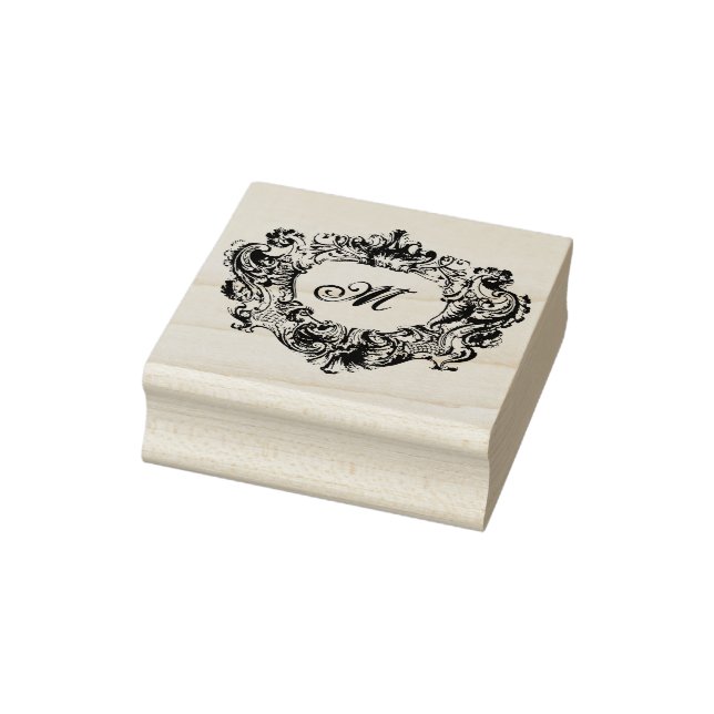 Vintage Baroque Rococo Ornate Monogram Rubber Stamp (Stamp)
